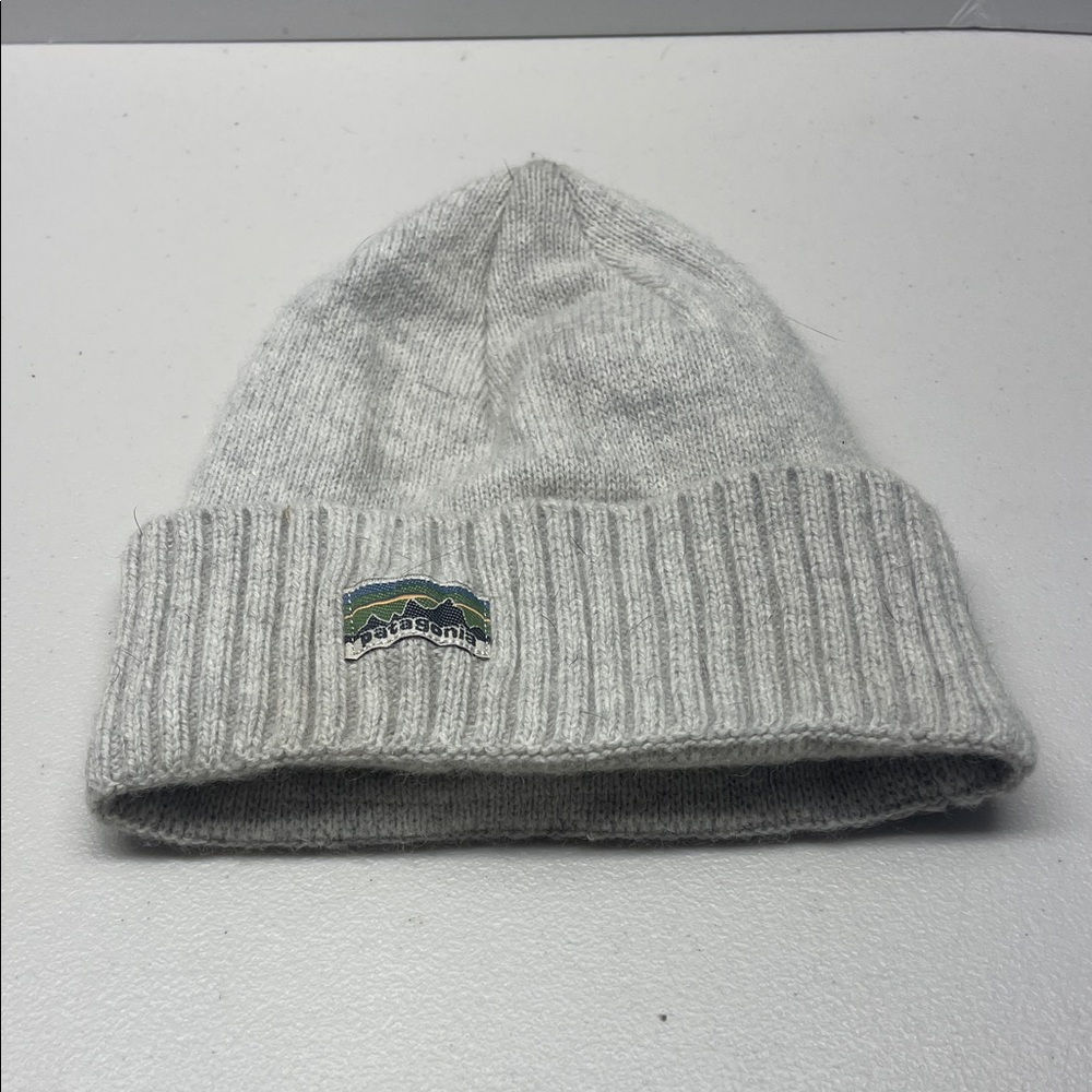 Patagonia Light Gray Ribbed Beanie